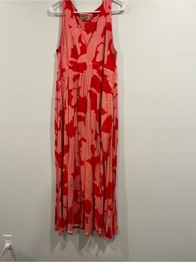 Boden Red and Light Pink Printed Sleeveless Maxi Jersey Dress